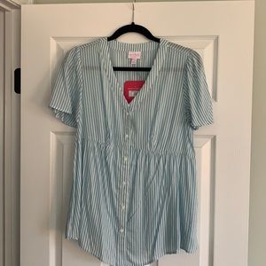 Ingrid & Isabel Maternity Blue and White Striped Top NWT